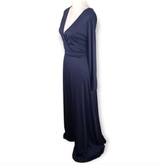 SHEIN NAVY V-NECK LONG SLEEVE MAXI DRESS SZ.5XL EUC. - Picture 5 of 11